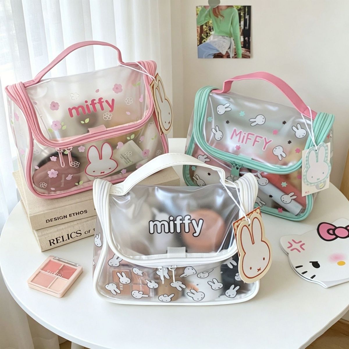 Jelly Bag Clear Pvc - Miffy Cartoon Rabbit Print Clear Pvc