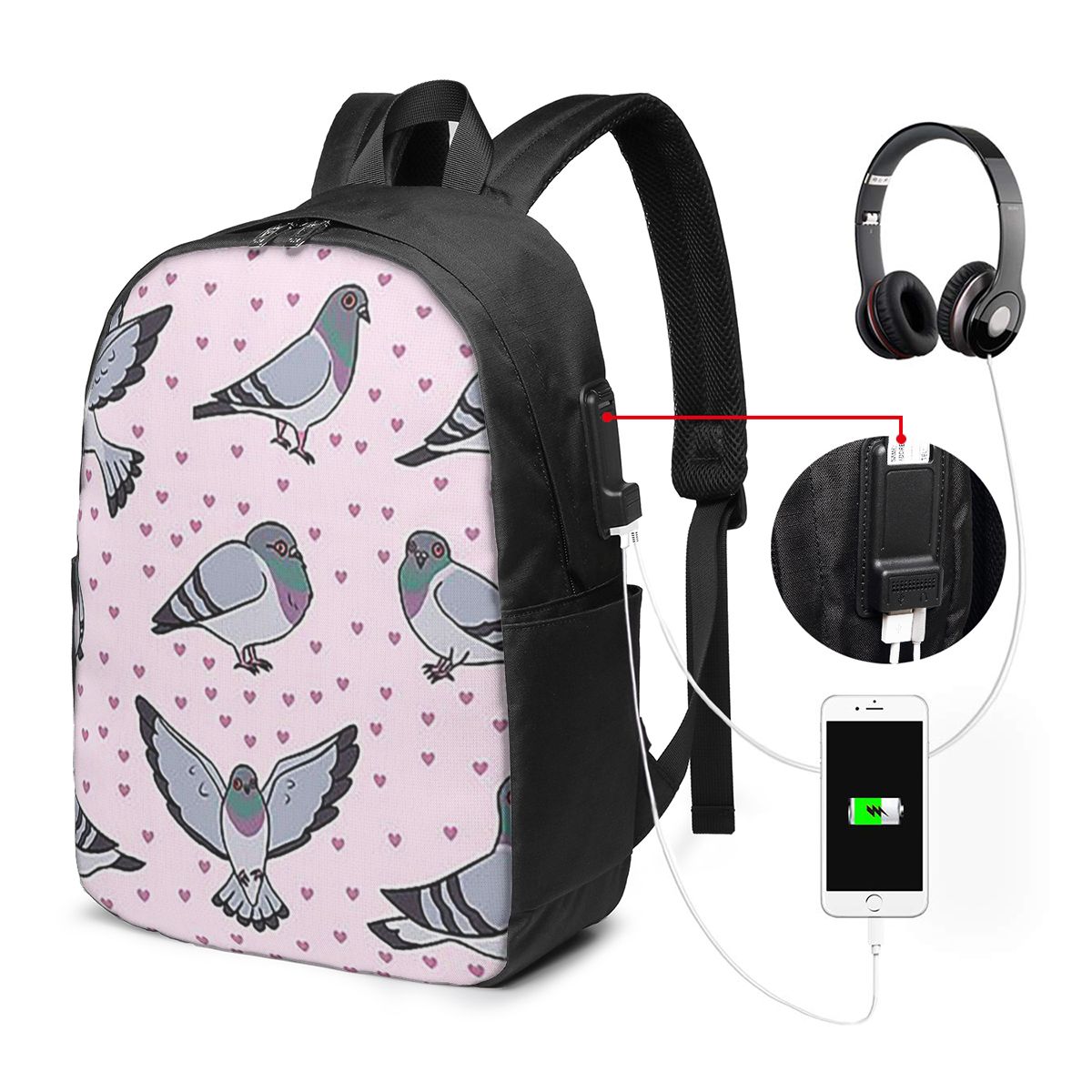 Women Bags Pack - Cute Cartoon Pigeons Pack Backpack Travel