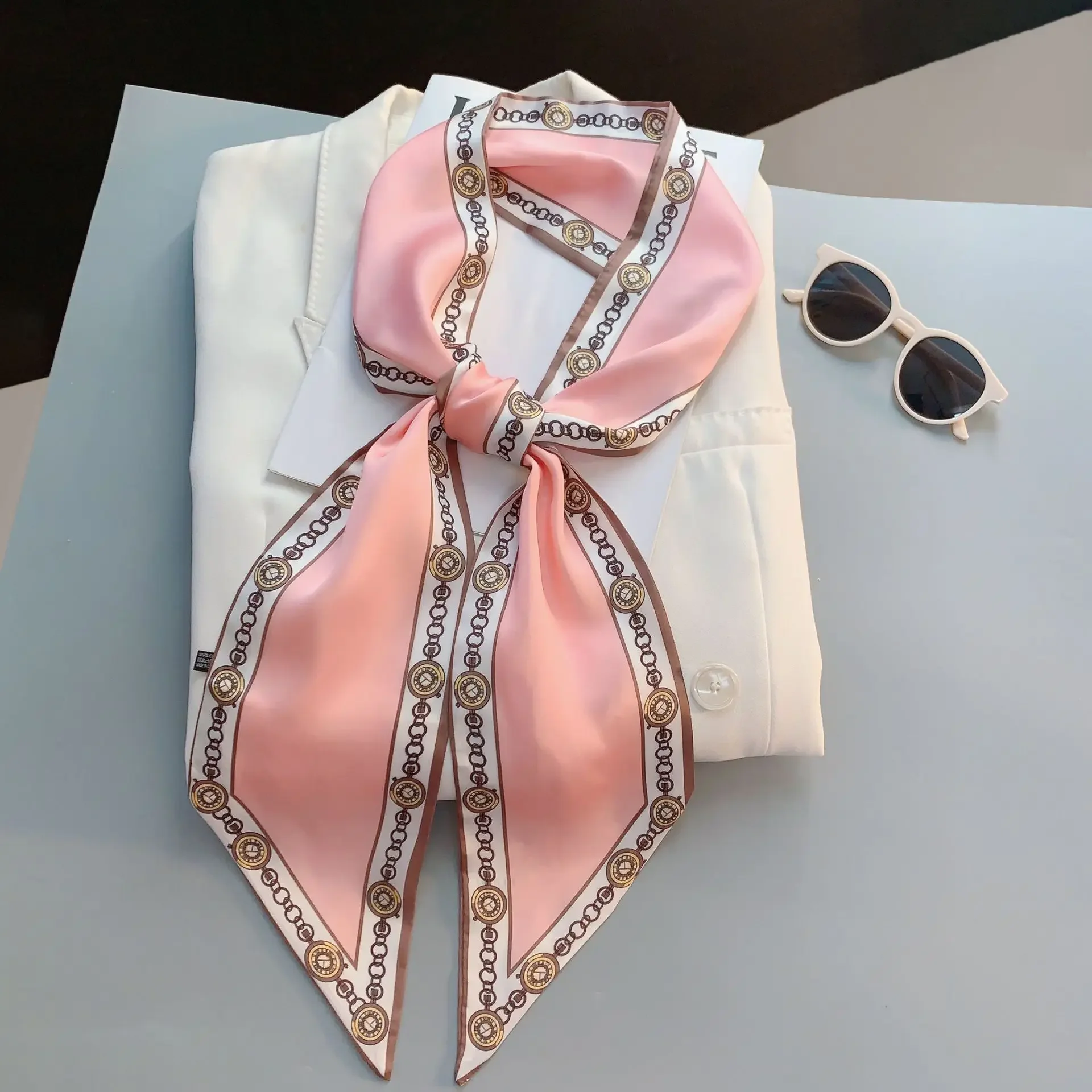 Design Print Skinny Scarf Plai - Women Bags Luxury Brands review and price