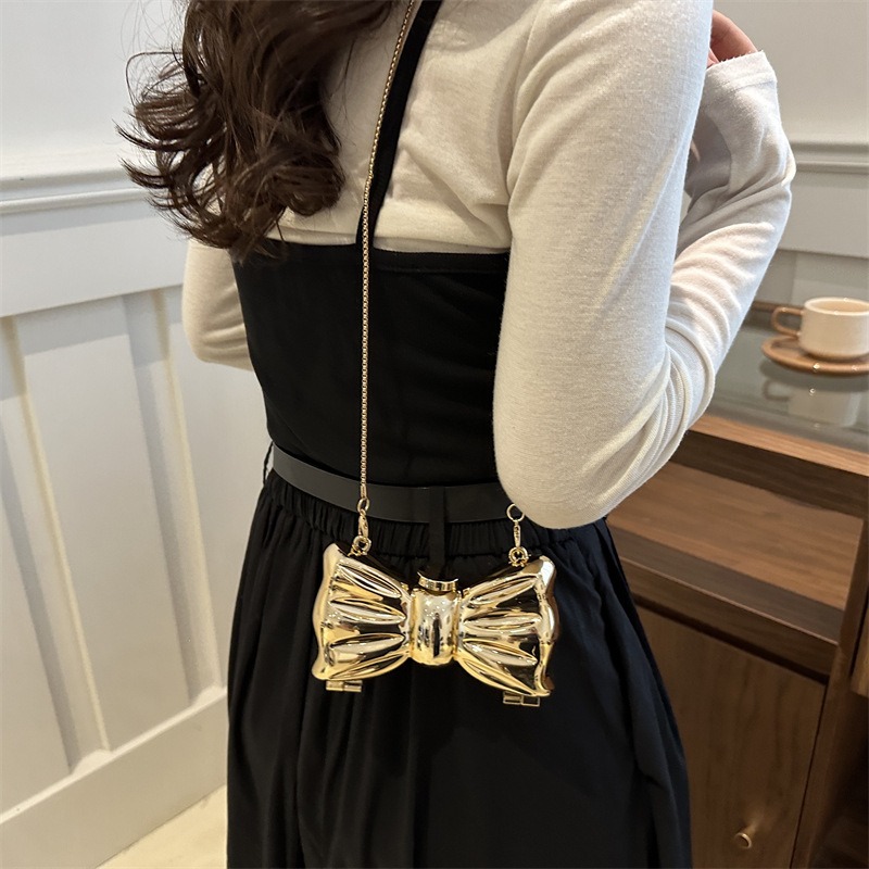 Glossy Gold Metal Bow Shaped M - Mini Purse Chain review and price