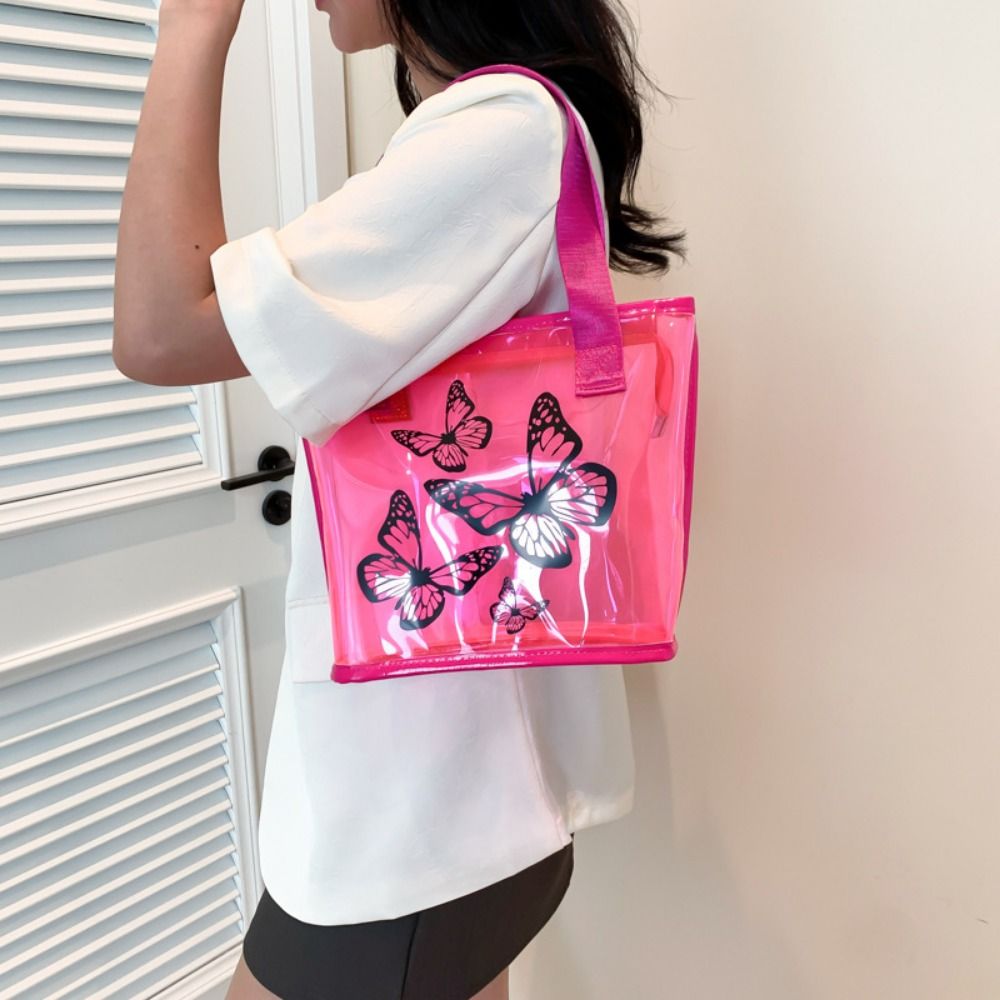 Butterfly Printing Clear Tote  - Jelly Bag Clear Pvc review and price