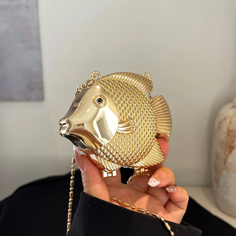 Cute Little Fish Shape Metal M - Clutch Bag Evening review and price