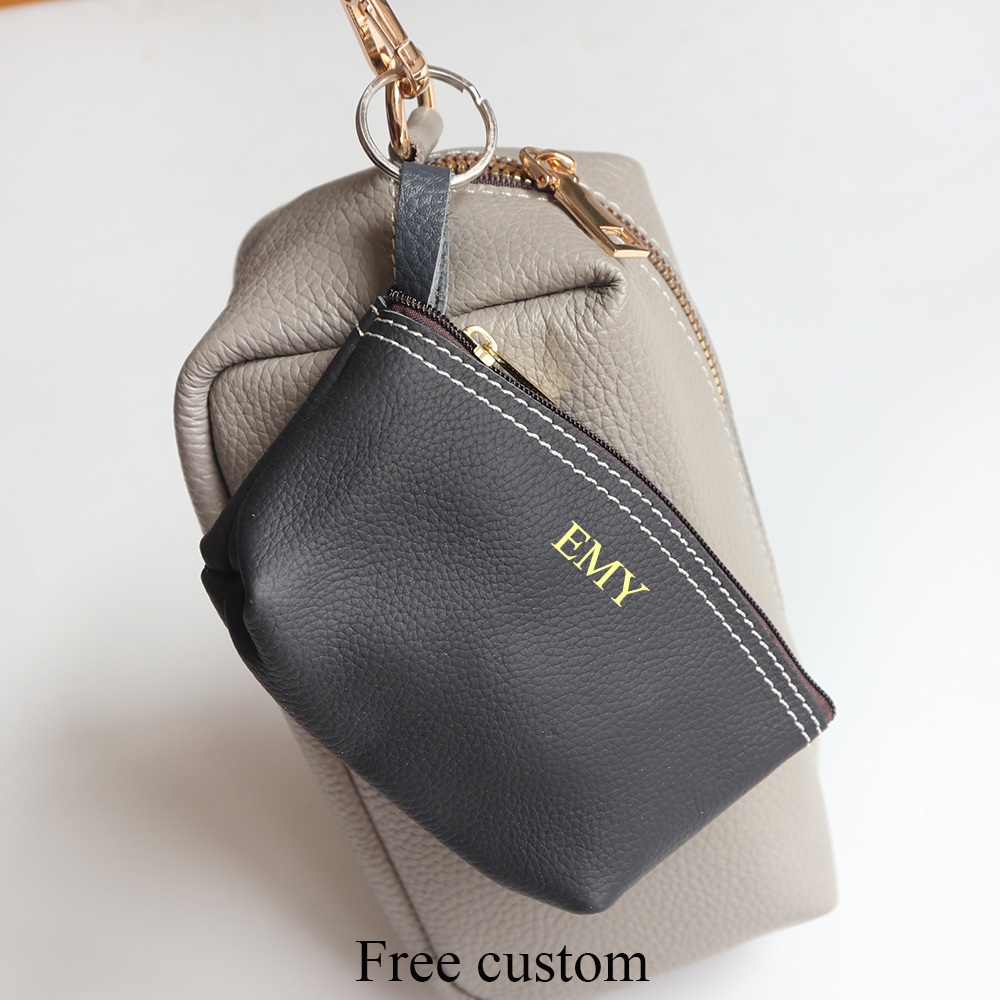 Cowhide Zip Coin Pouch Custom  - Women Bags Zip review and price